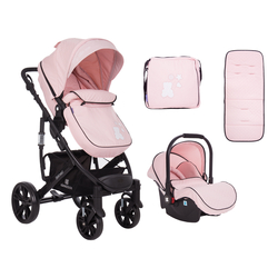 Σετ πολυκαρότσι με κάθισμα αυτοκινήτου και τσάντα για τη μαμά Beloved Light Pink Kikkaboo.