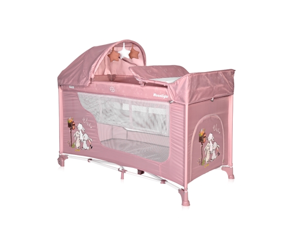 Παρκοκρέβατο Moonlight Rocker 2 Layers Beige Rose Rabbits Lorelli 10080422153