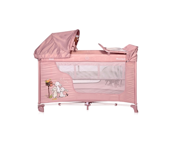 Παρκοκρέβατο Moonlight Rocker 2 Layers Beige Rose Rabbits Lorelli 10080422153